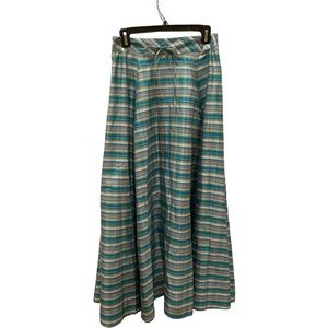 Silk ABS Evening by Allen Swartz Blue Plaid Silk Skirt